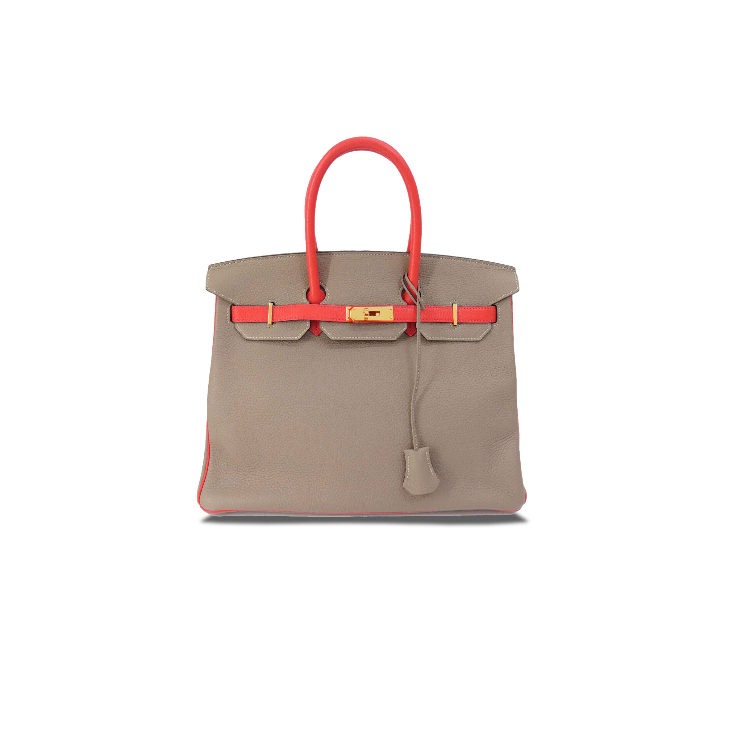 HERMES MASTER BIRKIN 30 EPSOM PEWTER GREY LIPSTICK PINK GOLD BUCKLE H028369CK42 (30*23*15cm)